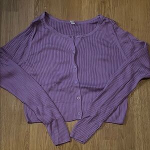 Lavender Uniqlo button-up cardigan